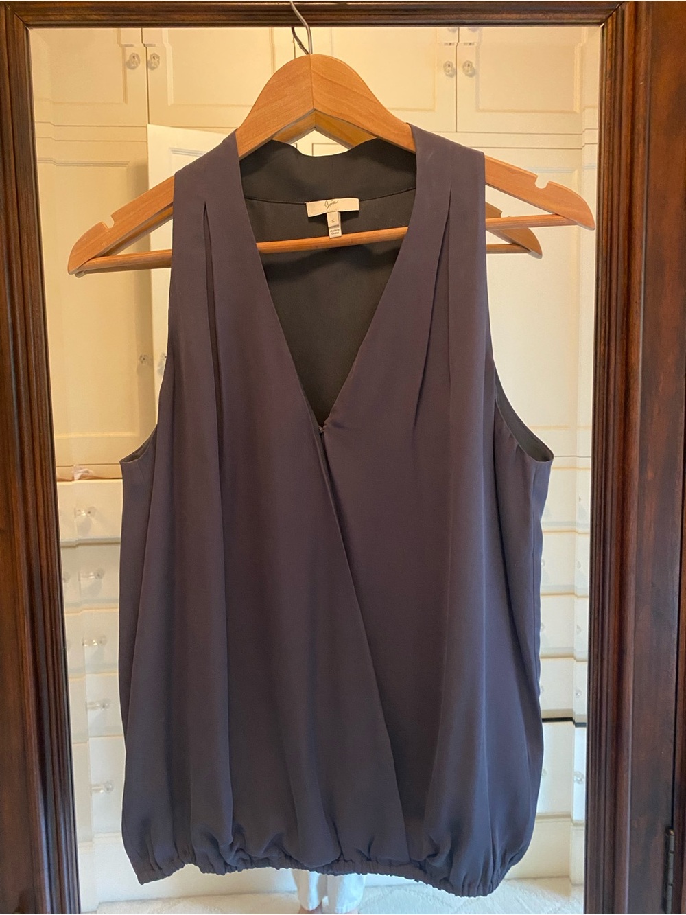 Joie Slate Blue Sleeveless Draped V-Neck Blouson Tank